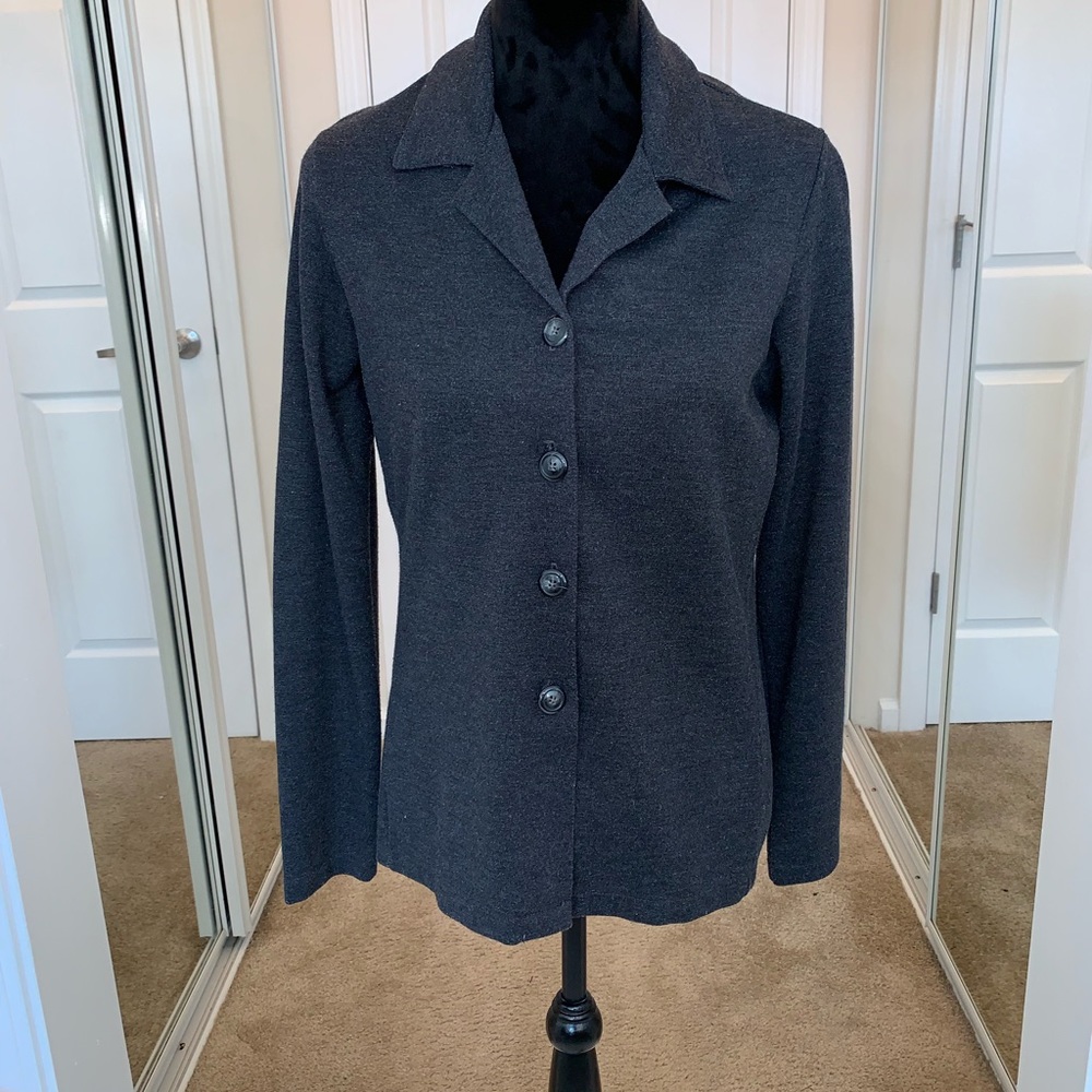 Gap Navy/Gray V-Neck Fitted Cardigan w/ Collar M